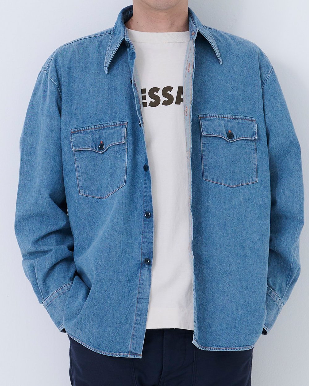 W/W SHIRTS DENIM 'USED' - bag'n'noun necessary or unnecessary バッグンナウン  ネセサリーオアアンネセサリー