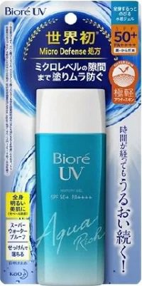 UVケア。 ミクロレベルの隙間まで塗りムラ防ぐ。 ビオレ・ UV アクア