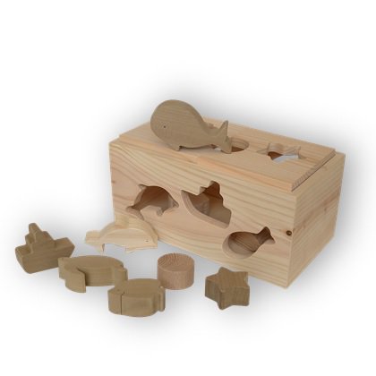 【知育玩具】型はめパズル　海の仲間｜ウッディー上野村銘木工芸館