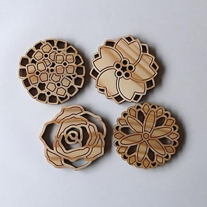 コースター【花・バラ】｜ウッディー上野村銘木工芸館