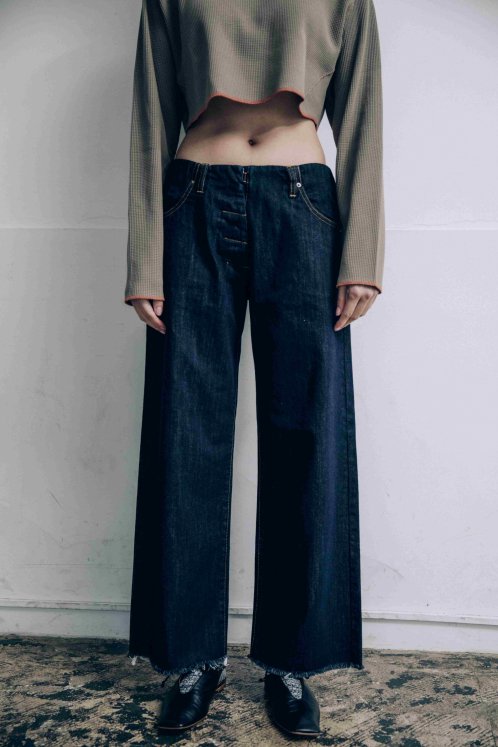 LOW RISE WIDE DENIM PANTS