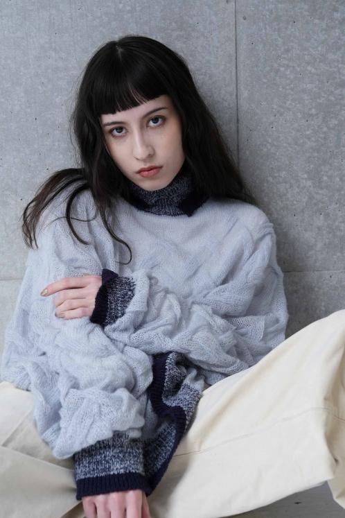 MOHAIR KNIT SUPER LONG SLV.SLIT TURTLE