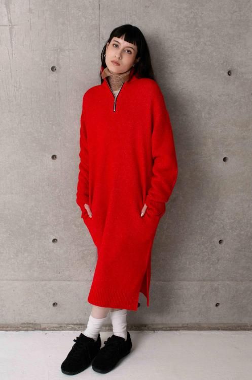 KURT KNIT LS HALF ZIP DRESS