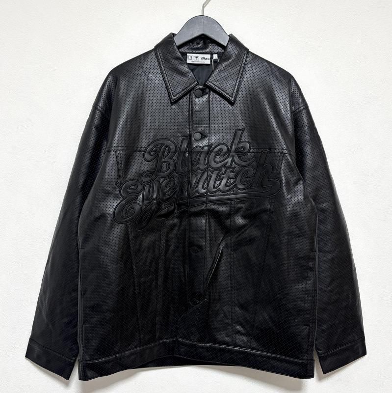 THE BLACK EYE PATCH SCRIPT FAUX LEATHER JACKET