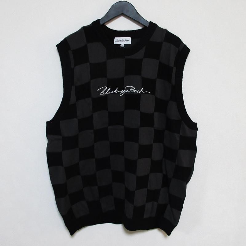 THE BLACK EYE PATCH SPORTS SCRIPT CHECKERD KNIT VEST