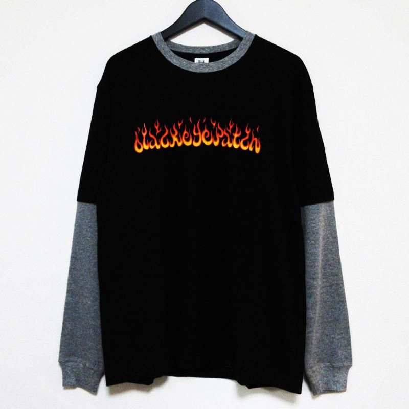 THE BLACK EYE PATCH FLAMES LAYERED L/S TEE