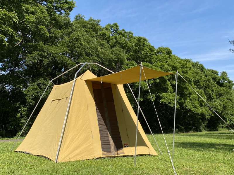 ビンテージ シアーズ 「Umbrella Tent」 9x9 キャンバス テント yellow 極上物 brunch-depot.com