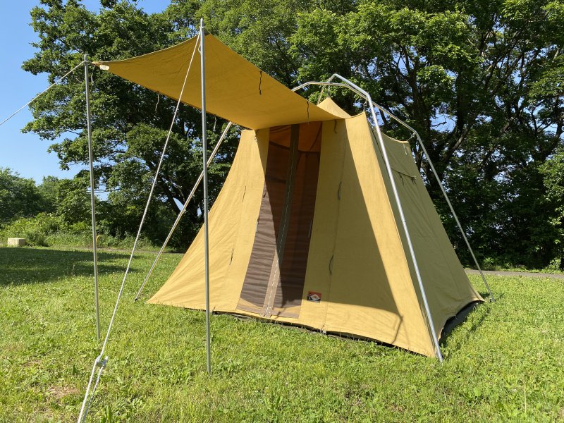 ビンテージ シアーズ 「Umbrella Tent」 9x9 キャンバス テント yellow 極上物 brunch-depot.com