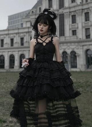 ブラックピースナウ| ジレワンピース【M】 アシメントリー レイヤード ゴシック 取り寄せ】with puji クリノリンレイヤードJSK ゴシックドレス