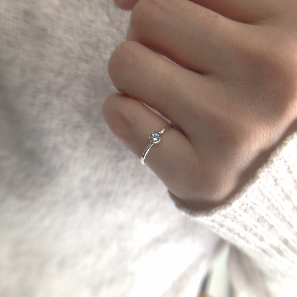 natural stone ring silver aquamarine / 天然石リング シルバー アクアマリン - 一点ものおしゃれリング  普段使いシンプル大人アクセサリー【FUURA】