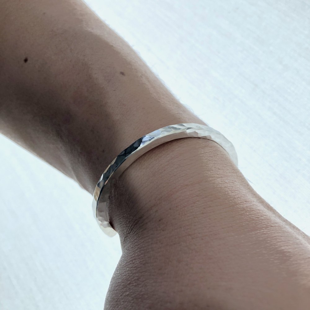 silver bangle 4mm square bar type / シルバーバングル 4mm 角棒タイプ - 一点ものおしゃれリング  普段使いシンプル大人アクセサリー【FUURA】