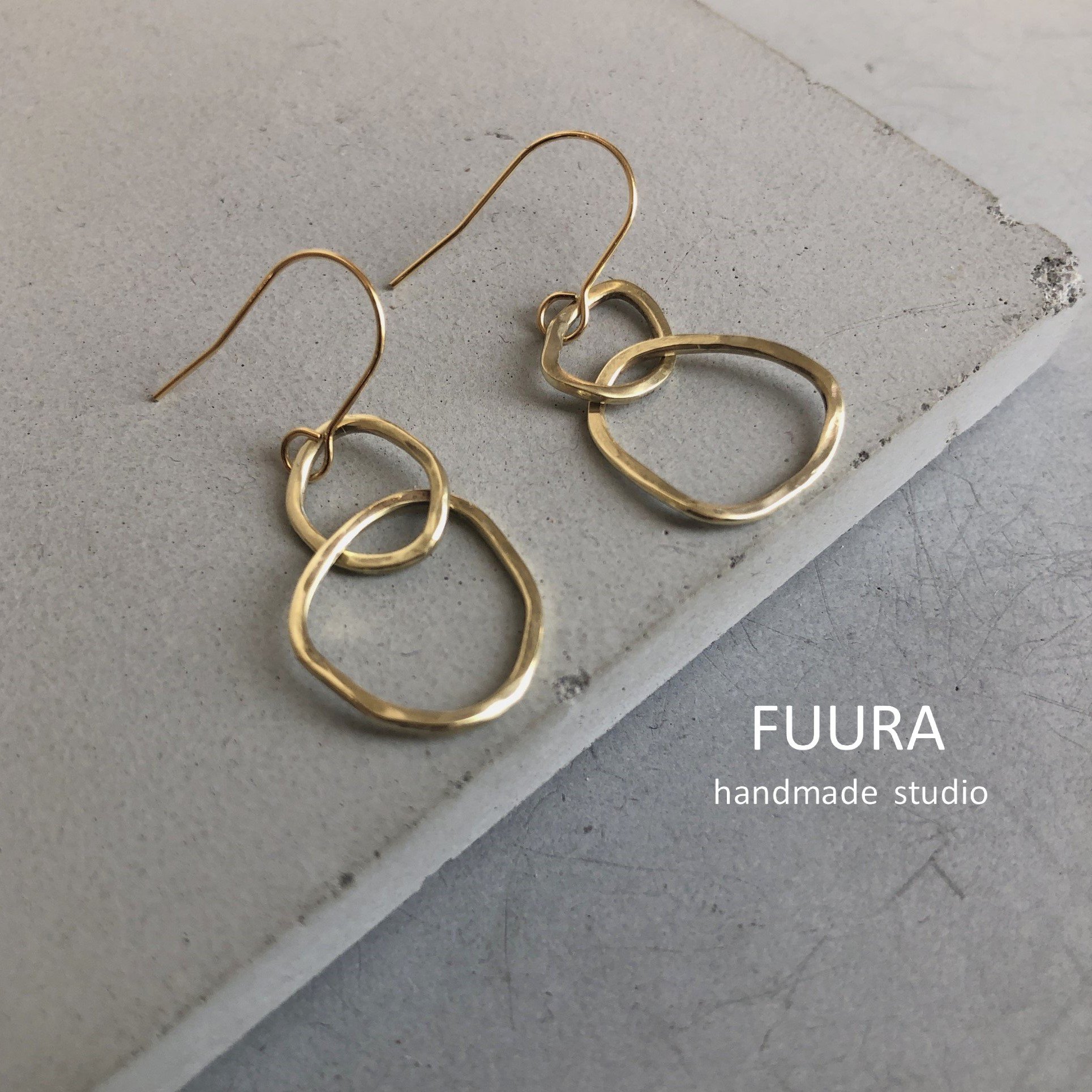 brass pierce awa / 真鍮ピアス 泡 - 一点ものおしゃれリング 普段使いシンプル大人アクセサリー【FUURA】