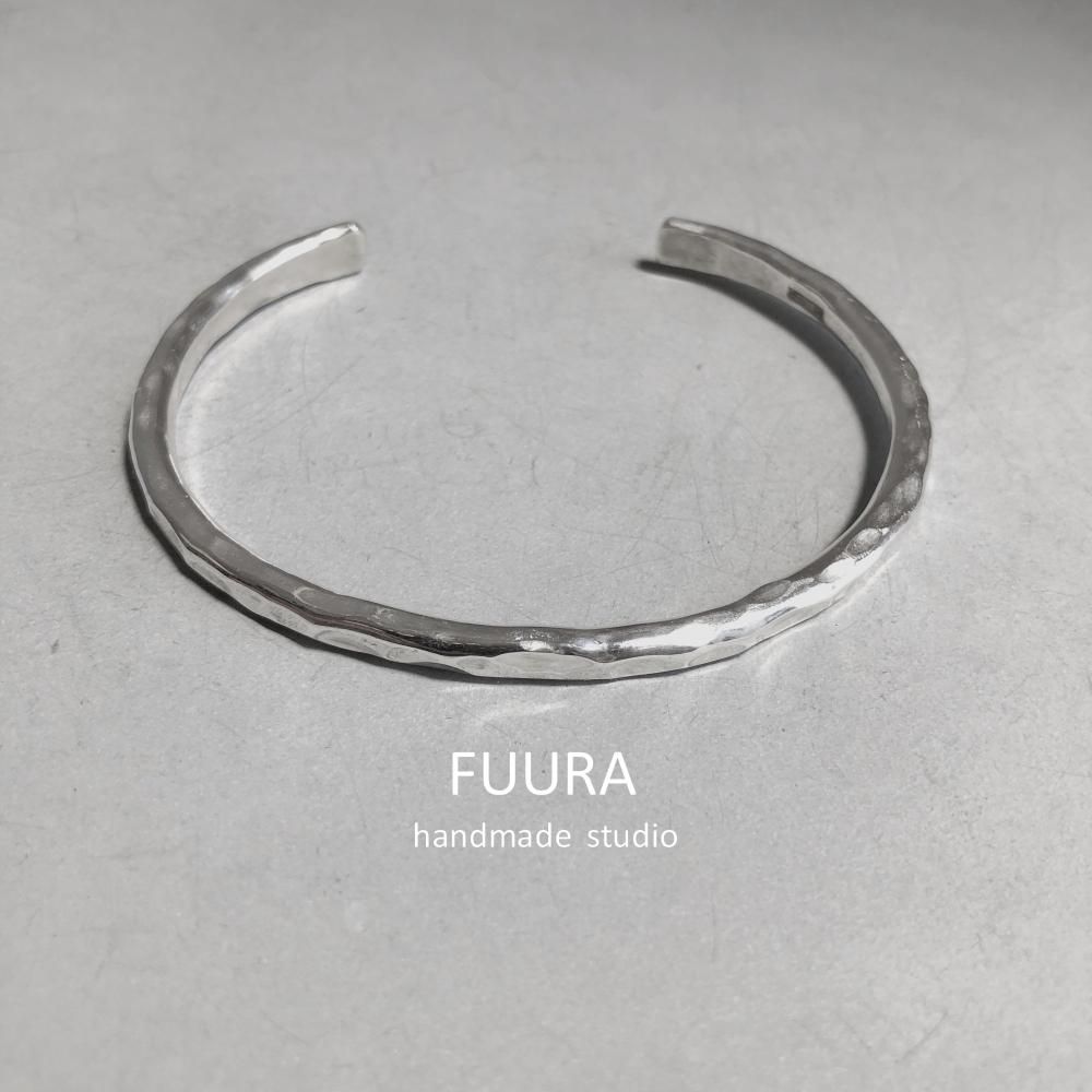 silver bangle 4mm round bar type / シルバーバングル 4mm 丸棒タイプ - 一点ものおしゃれリング  普段使いシンプル大人アクセサリー【FUURA】