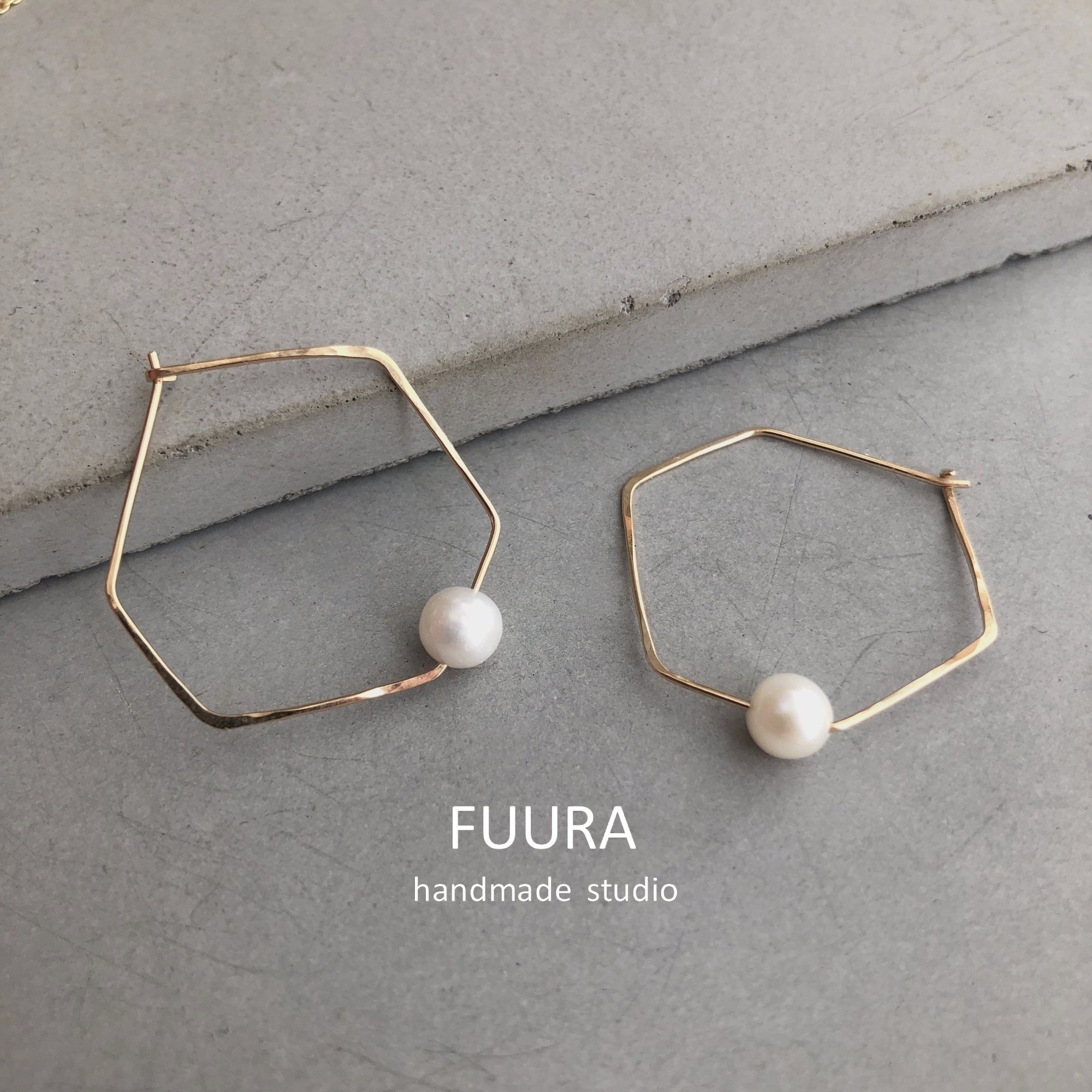 leaf pierce brass / 真鍮ピアス 葉っぱ - FUURA handmade studio