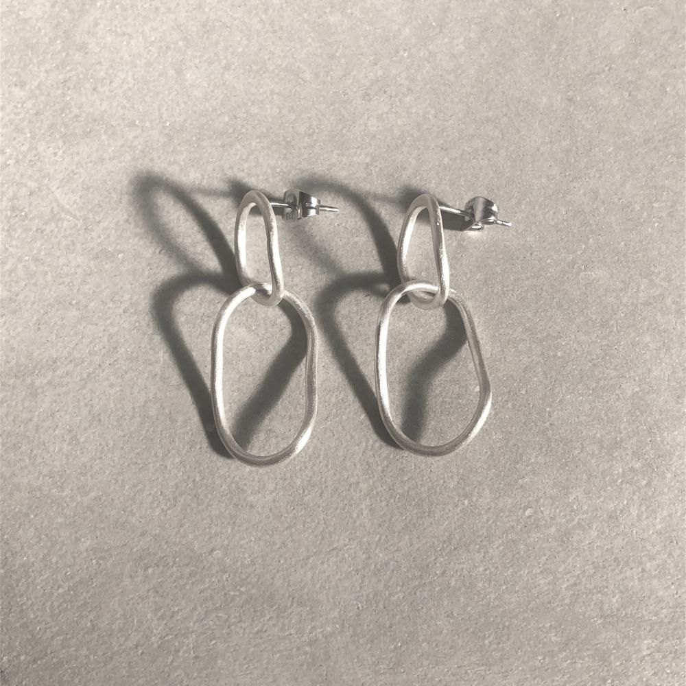 クリアビーズダブルサークルピアス　シルバー　両耳用 double circle pierce silver / ダブルサークルピアス シルバー