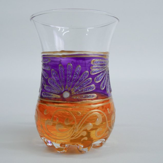 チャイグラス 3.2層大人可愛い 紫＋橙【送料込み】【ダール・ヤスミン】