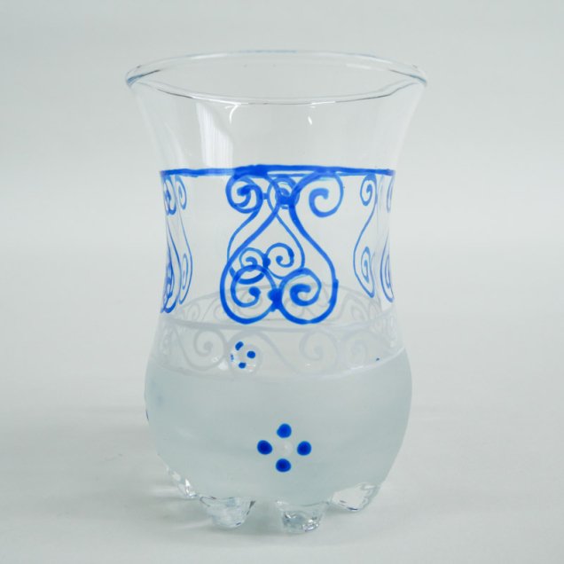 チャイグラス �神秘的 模様青＋不透明白【送料込み】【ダール・ヤスミン】
