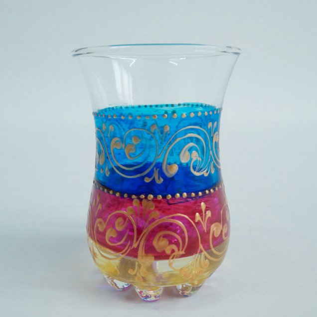 チャイグラス �オリエンタルな模様と3色の色合い【送料込み】【ダール・ヤスミン】