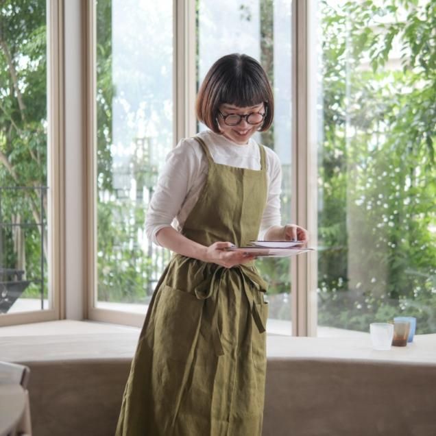 【試着のみ】&cocochi 割烹着　エプロン No.5（shiro）割烹着【送料無料】【＆cocochi】 - 錢屋商店｜錢