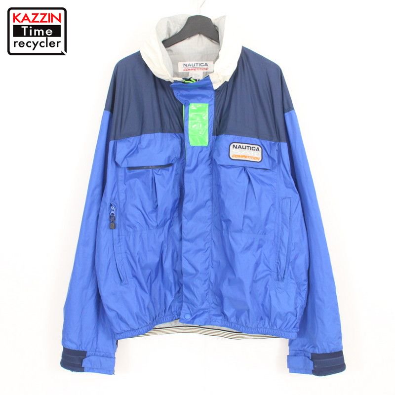 90s ノーティカ NAUTICA COMPETITION セーリングジャケット ナイロンジャケット 古着 ☆ 表記XXLサイズ ビッグサイズ  オーバーサイズ ブルー ネイビー - KAZZIN Time recycler 広島にある古着屋オンラインショップ カジン タイム リサイクラー