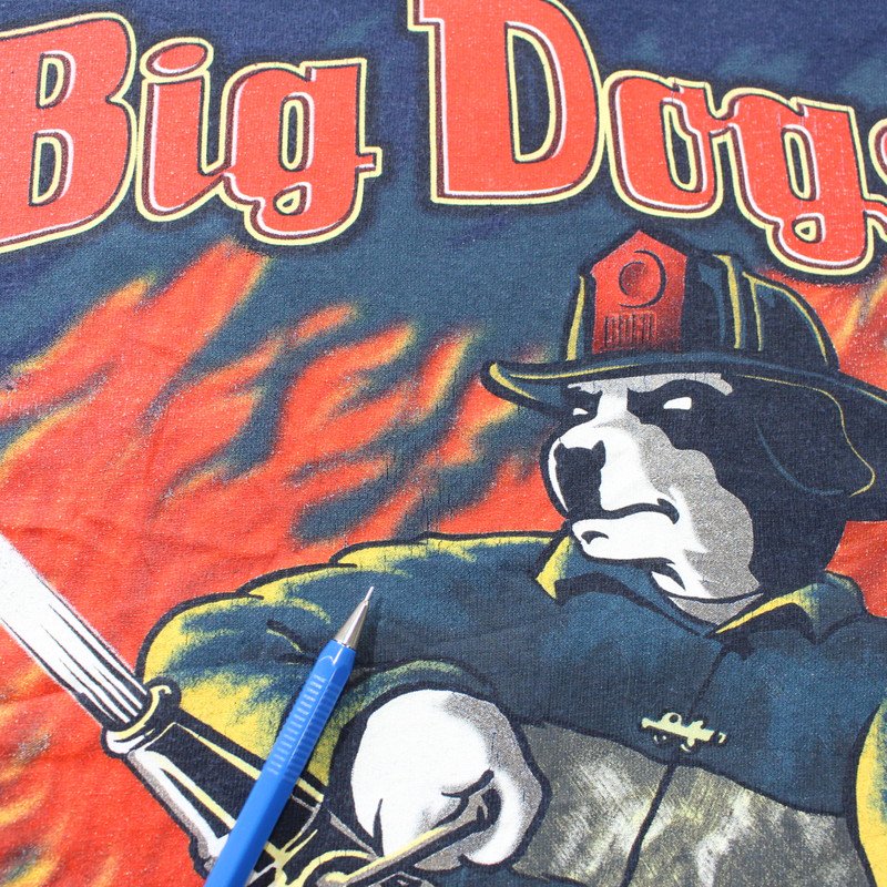 90s ビッグドッグス BIG DOGS プリント 半袖Ｔシャツ 古着 ☆ 表記XL