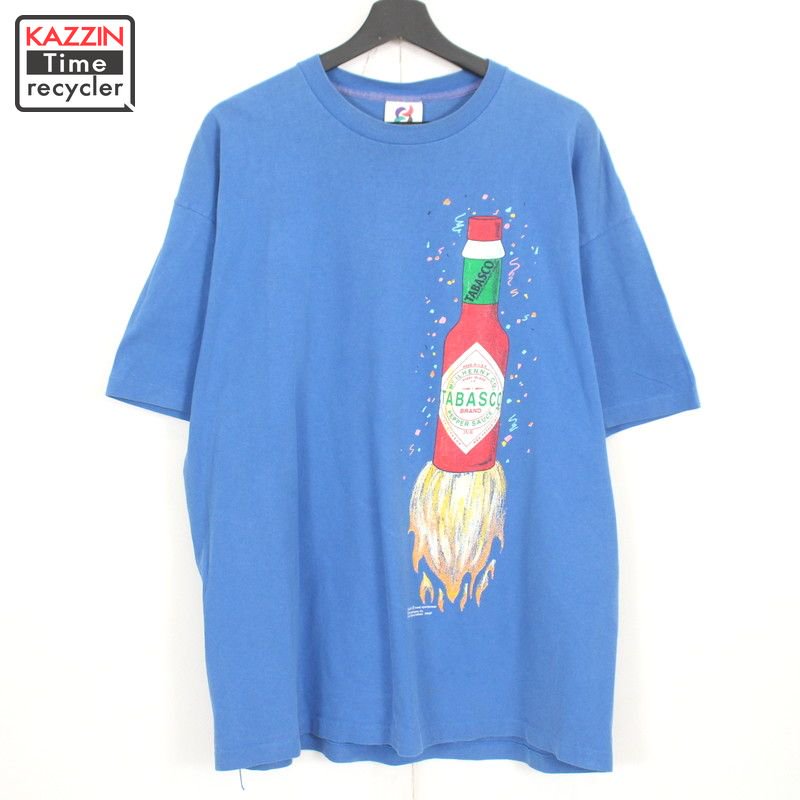 90s USA製 タバスコ 半袖Ｔシャツ 古着 ☆ メンズ 表記XLサイズ ブルー - KAZZIN Time recycler 広島にある古着屋オンラインショップ  カジン タイム リサイクラー