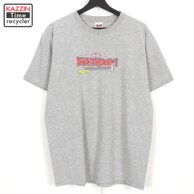 00s Anvil NHRA NITRO レーシング 半袖Ｔシャツ 古着 ☆ メンズ 表記Lサイズ グレー - KAZZIN Time  recycler 広島にある古着屋オンラインショップ カジン タイム リサイクラー