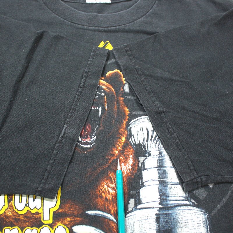 Tシャツ/カットソー(半袖/袖なし)80s USA製 チャンピオン NHL ブルーインズ プリント Tシャツ M