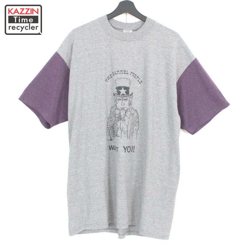 90s USA製 JERZEES アンクルサム 半袖Ｔシャツ 古着 ★ メンズ 表記XLサイズ グレー - KAZZIN Time recycler  広島にある古着屋オンラインショップ カジン タイム リサイクラー