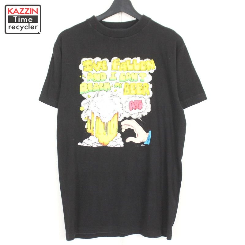 90s プリント 半袖Ｔシャツ 古着 ★ メンズ 表記Lサイズ ブラック - KAZZIN Time recycler 広島にある古着屋 カジン  タイム リサイクラー