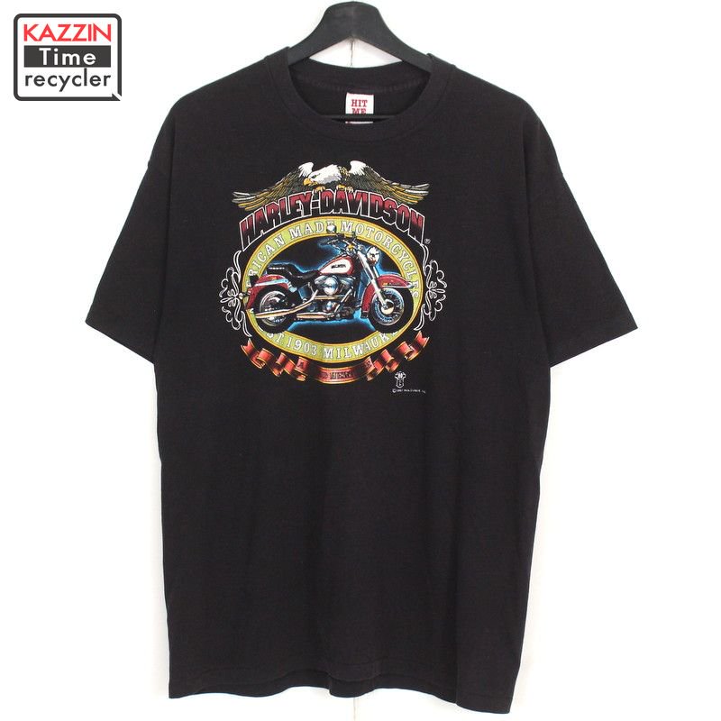 80s USA製 ハーレーダビッドソン HARLEY DAVIDSON 半袖Ｔシャツ 古着 ★ メンズ 表記XLサイズ ブラック - KAZZIN  Time recycler 広島にある古着屋 カジン タイム リサイクラー