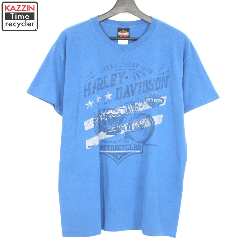 00s ハーレーダビッドソン HARLEY DAVIDSON 半袖Ｔシャツ 古着 ★ メンズ 表記Lサイズ ブルー - KAZZIN Time  recycler 広島にある古着屋オンラインショップ カジン タイム リサイクラー