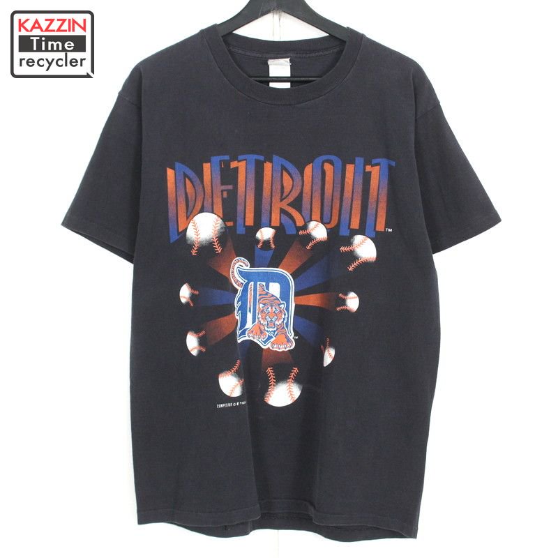 90s MLB デトロイト・タイガース 半袖Ｔシャツ 古着 ★ メンズ 表記Lサイズ ブラック - KAZZIN Time recycler  広島にある古着屋オンラインショップ カジン タイム リサイクラー