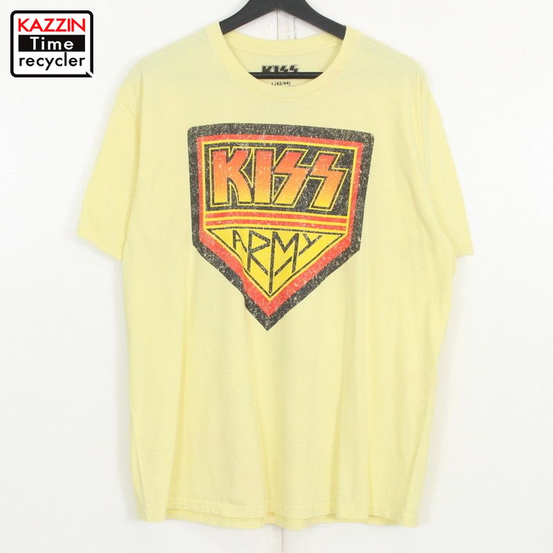 00s KISS キッス バンドＴシャツ 古着 ★ メンズ 表記Lサイズ イエロー - KAZZIN Time recycler 広島にある古着屋  カジン タイム リサイクラー