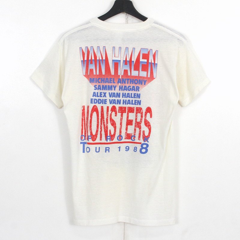 80s USA製 ヴァンヘイレン Van Halen MONSTERS OF ROCK 1988 バンドＴシャツ 古着 ★ メンズ Sサイズ相当  ホワイト - KAZZIN Time recycler 広島にある古着屋オンラインショップ カジン タイム リサイクラー