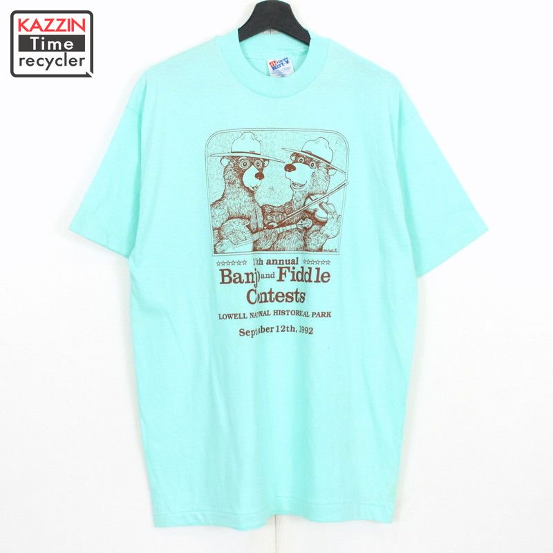 90s USA製 Hanes ミュージック フェスティバル 半袖Ｔシャツ 古着 ★ メンズ 表記Lサイズ アクアブルー - KAZZIN Time  recycler 広島にある古着屋オンラインショップ カジン タイム リサイクラー