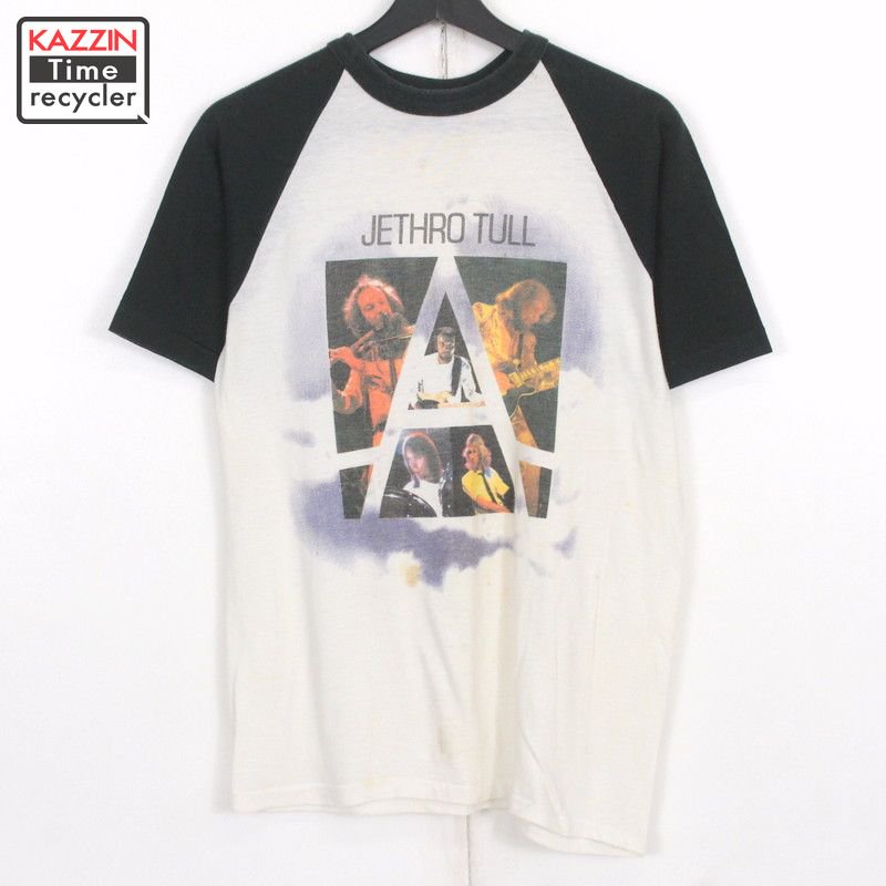 80s USA製 ジェスロ・タル JETHRO TULL ラグラン バンドＴシャツ 古着 ★ メンズ 表記Mサイズ ホワイト・ブラック -  KAZZIN Time recycler 広島にある古着屋 カジン タイム リサイクラー