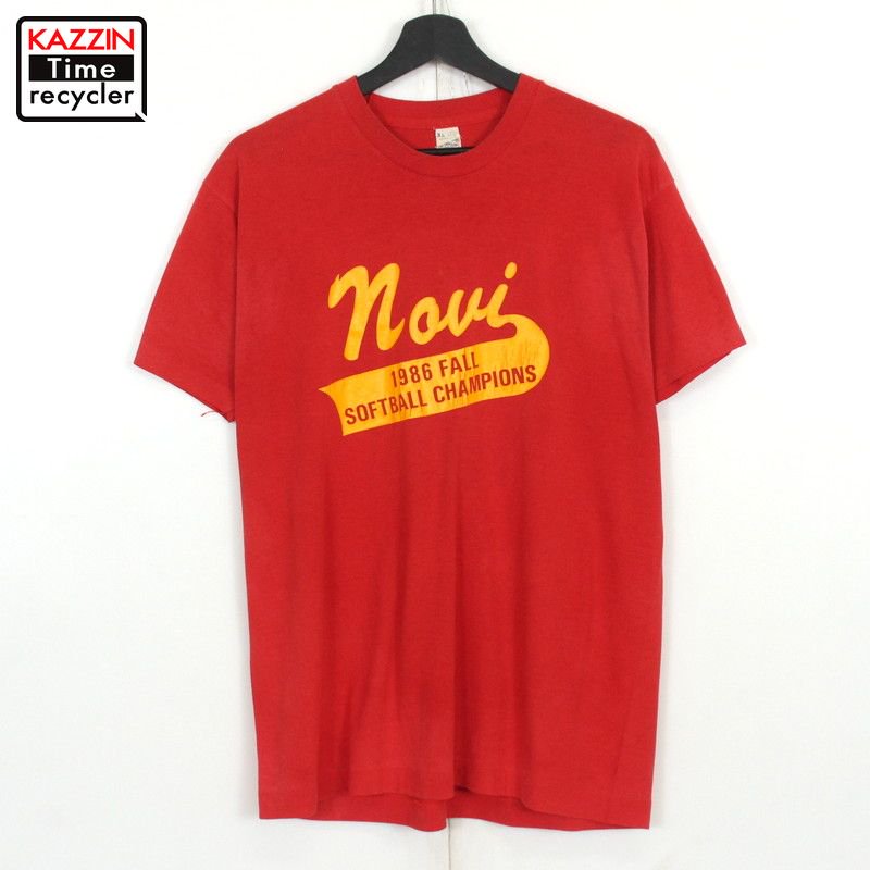 80s USA製 ソフトボール 半袖Ｔシャツ 古着 ★ メンズ 表記XLサイズ レッド - KAZZIN Time recycler  広島にある古着屋オンラインショップ カジン タイム リサイクラー