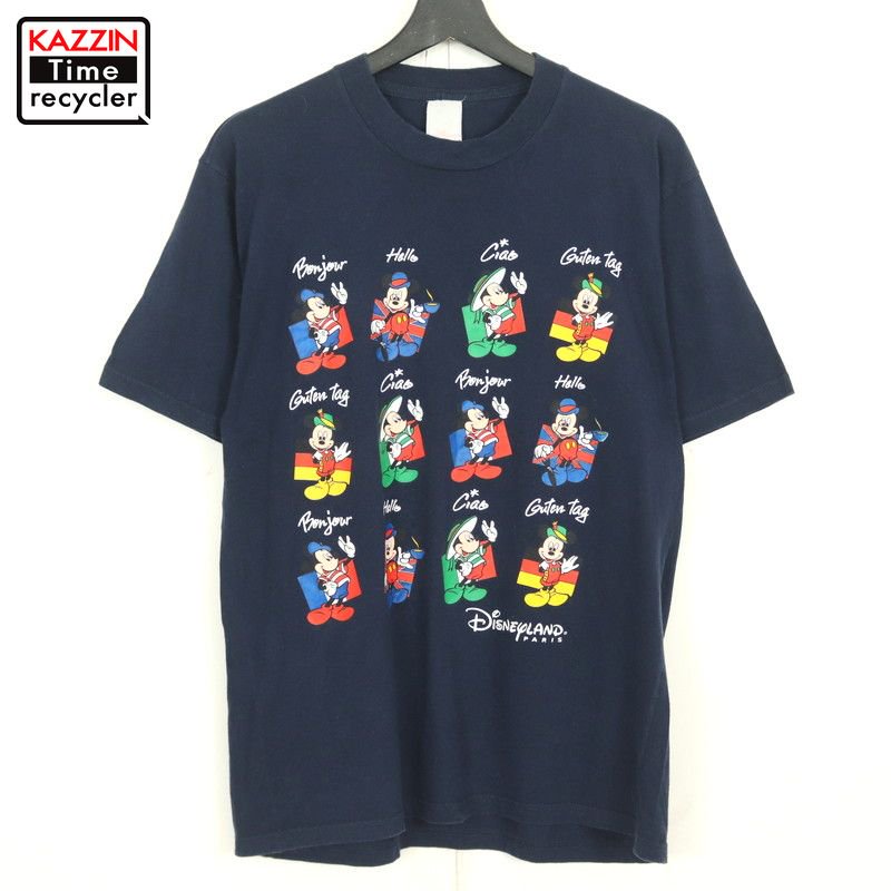 00s ディズニー Disney ミッキーマウス Mickey Mouse 半袖Ｔシャツ 古着 ★ メンズ 表記Sサイズ ネイビー - KAZZIN  Time recycler 広島にある古着屋オンラインショップ カジン タイム リサイクラー