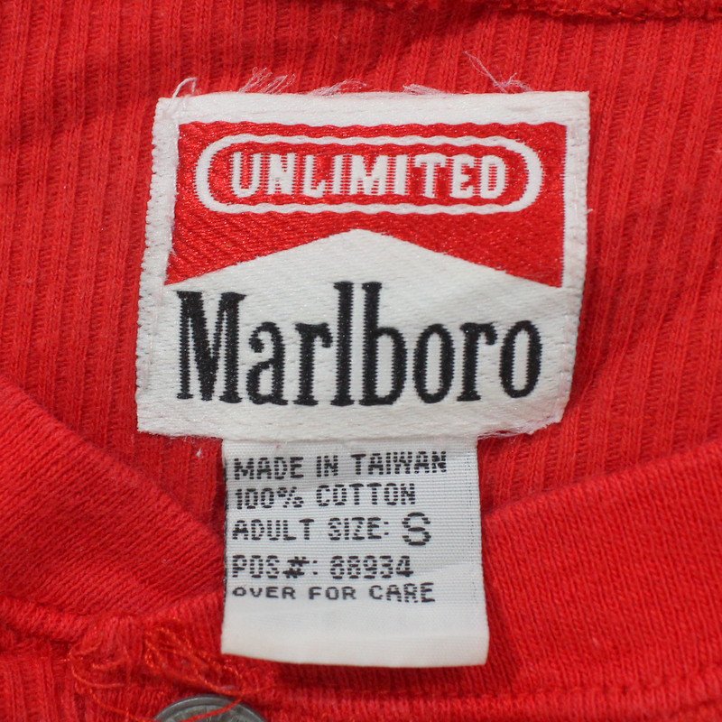 90s マルボロ Marlboro ヘンリーネック 長袖Ｔシャツ 古着 ☆ メンズ