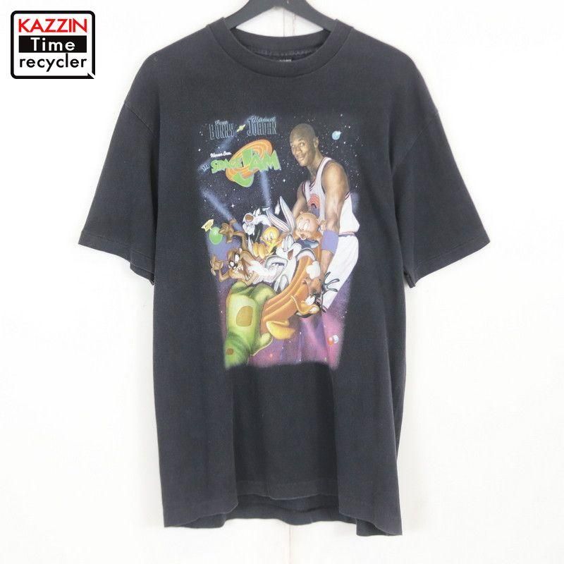 90s USA製 ワーナー WARNER BROS ルーニーテューンズ Looney Tunes SPACE JAM マイケルジョーダン 半袖Ｔシャツ  古着 ★ メンズ 表記Lサイズ ブラック - KAZZIN Time recycler 広島にある古着屋オンラインショップ カジン タイム