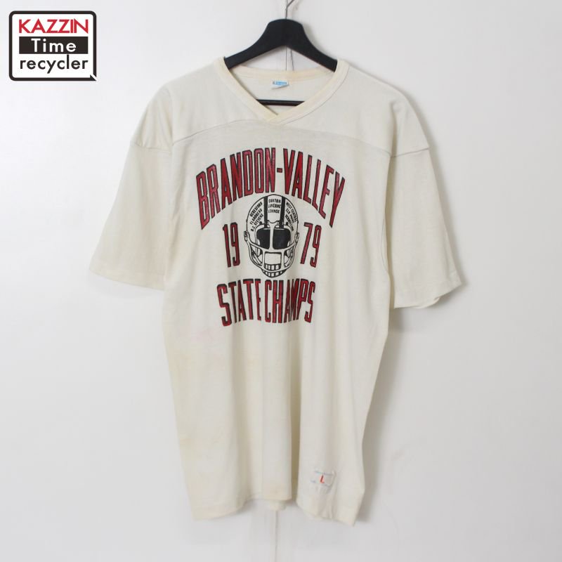 70s USA製 vintage Champion バータグ フットボールＴシャツ メンズ 表記Lサイズ - KAZZIN Time recycler  広島にある古着屋オンラインショップ カジン タイム リサイクラー