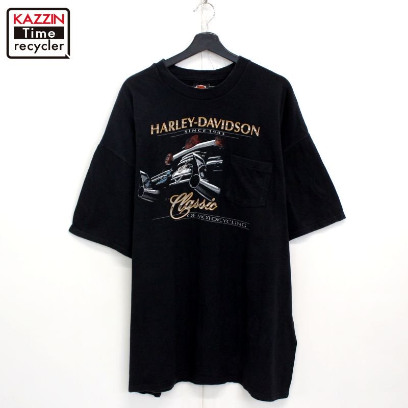 90s USA vintage HARLEY DAVIDSON Hanes ݥåդ ⡼ Ⱦµԥ  ɽXXXL