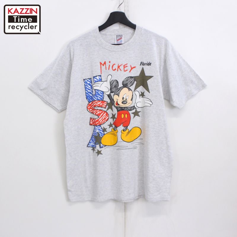 90s USA vintage ߥåޥ Mickey Mouse JERZEES Florida Ⱦµԥ  ɽL