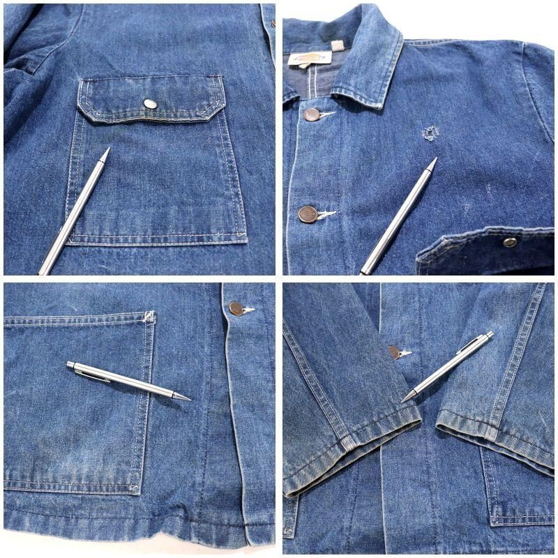 80s Dickies デニム カバーオール ブランケット 濃紺 42サイズ 80s Dickies デニム カバーオール ブランケット 濃紺 42サイズ
