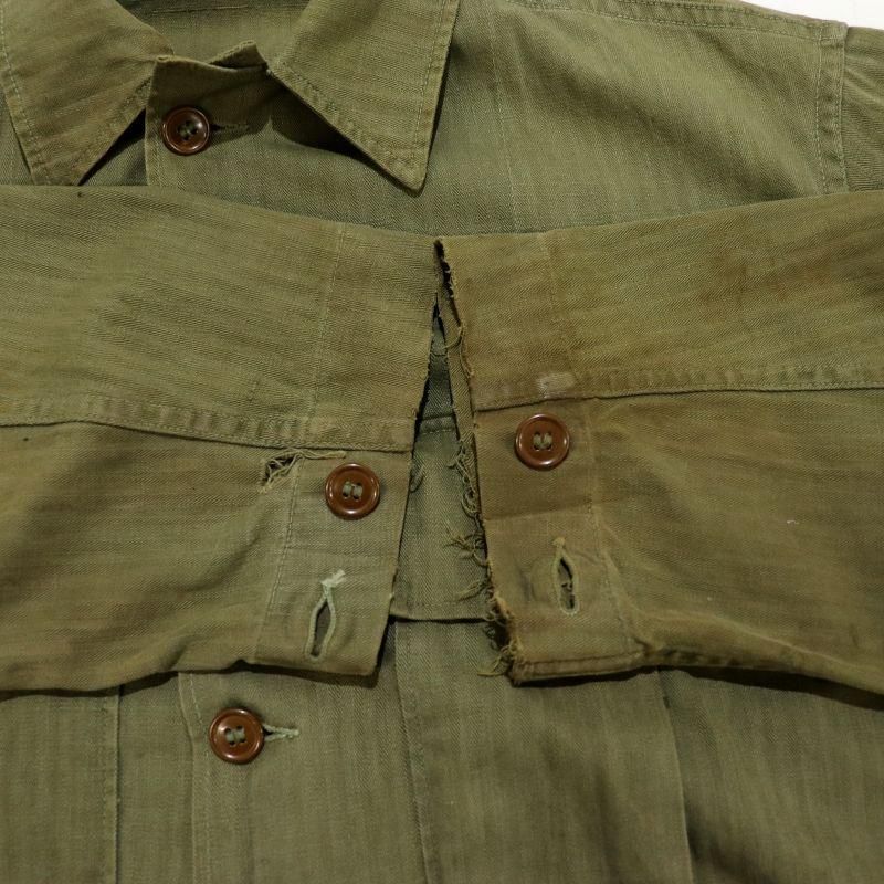 く*ん様 40s m-43 40s USA製 vintage M-43 ヘリンボーン ミリタリーシャツ メンズ