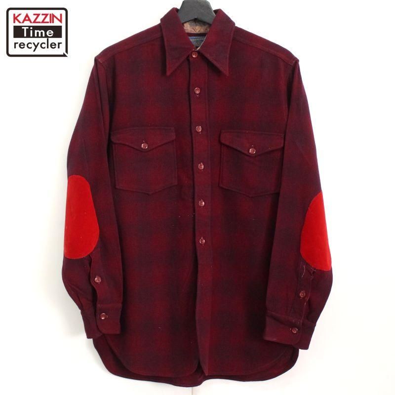 Pendleton チェック柄 長袖シャツ 肘パッチ付き 30s ~40s vintage PENDLETON オンブレチェック柄 シャドー
