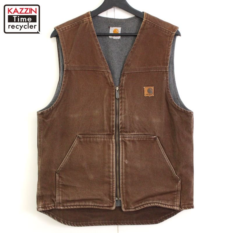 80s カーハート Carhartt 裏地サーマル スウェット ベスト 古着 ☆ メンズ XLサイズ相当 ビッグサイズ オーバーサイズ ネイビー -  KAZZIN Time recycler 広島にある古着屋オンラインショップ カジン タイム リサイクラー