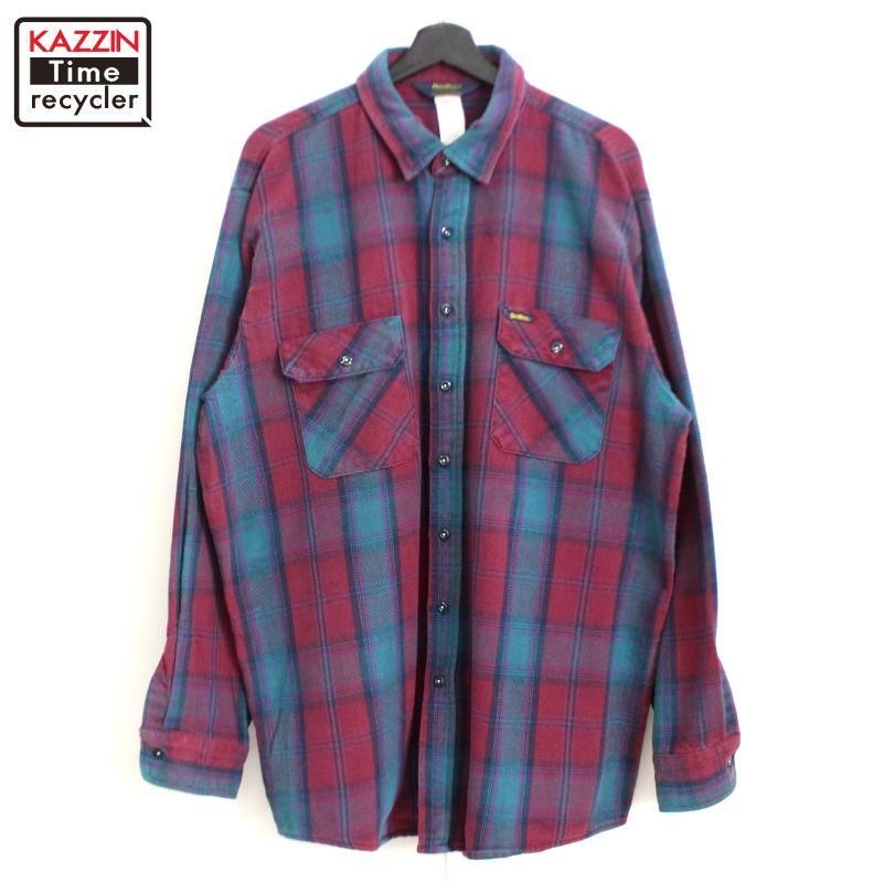 80s USA製 vintage OSHKOSH チェック柄 長袖ヘビーネルシャツ メンズ