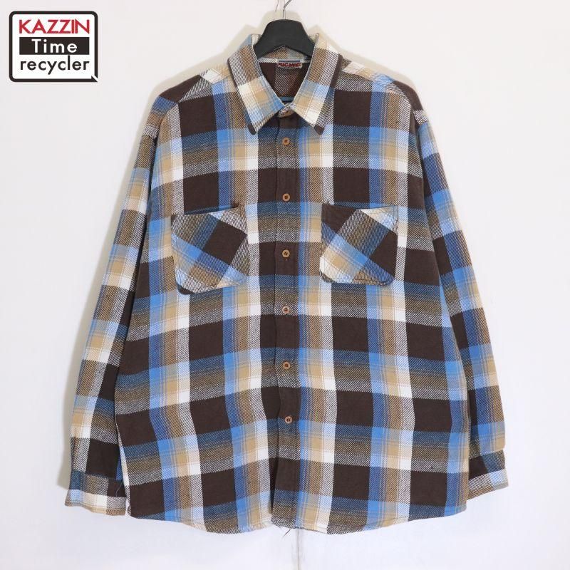 90s USA製 vintage BIGMAC ブロックチェック柄 ヘビーネル 長袖シャツ